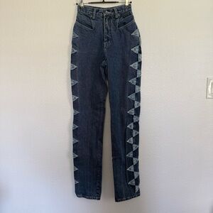 Vintage Western Ethics High Rise Studded Mom Jeans 0 23 Blue
